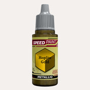 Bottle of the Army Painter Metallic Speedpaint in the colour Hoplite Gold on a white background. 