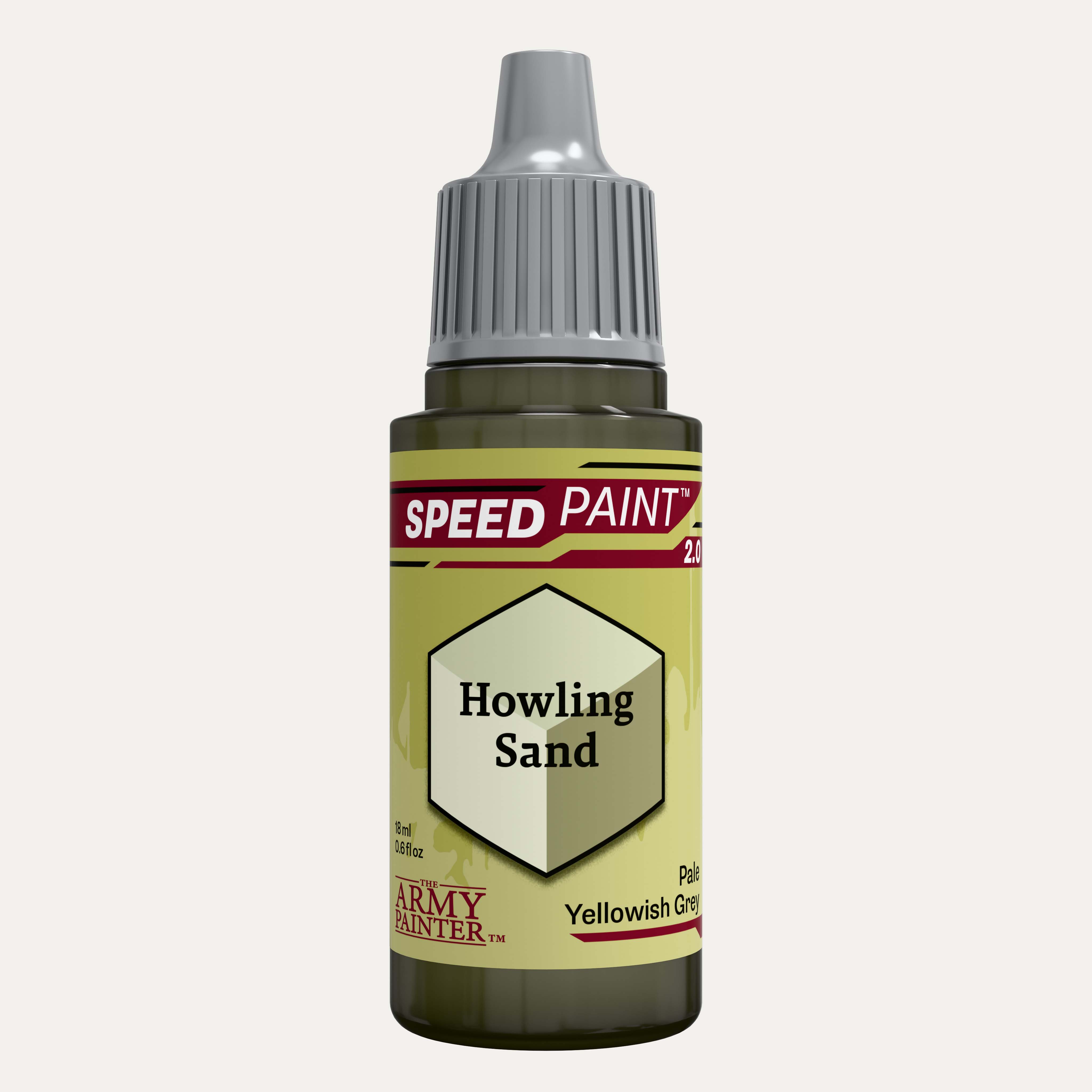 Bottle of the Army Painters Speedpaint in the colour Howling Sand on a white background. 