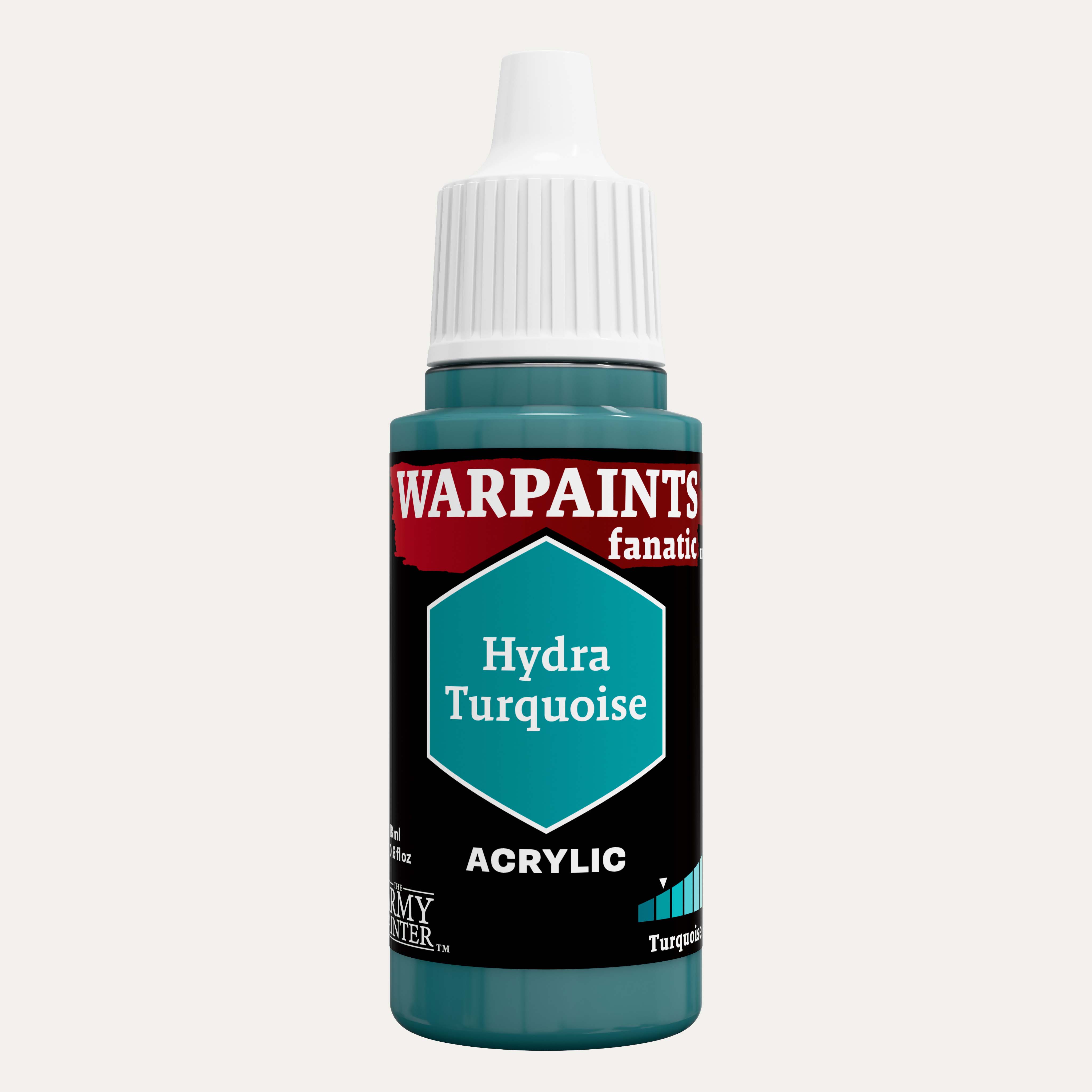 Bottle of the Army Painter Fanatics in the colour Hydra Turquoise on a white background.