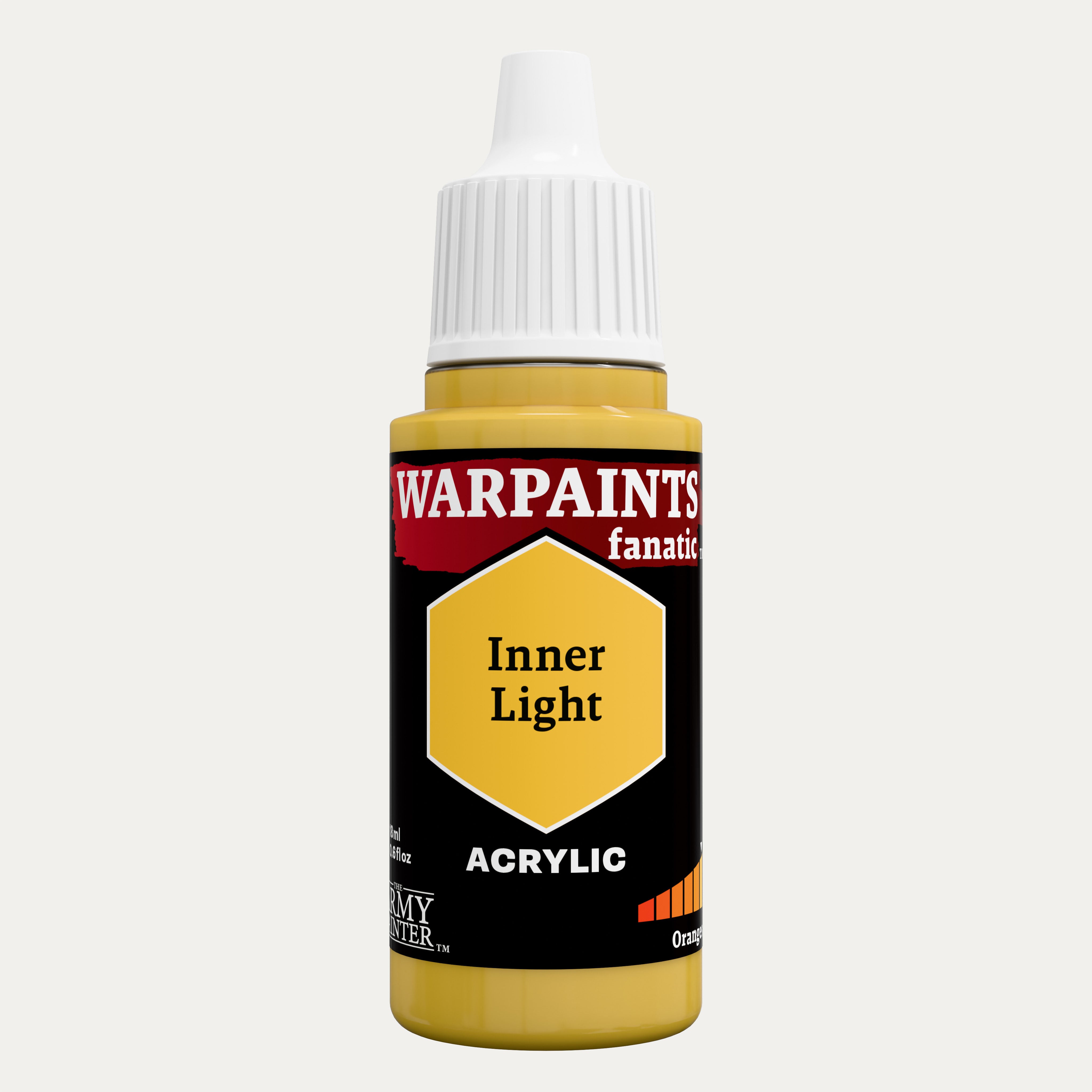 Bottle of the Army Painter Fanatics in the colour Inner Light on a white background.
