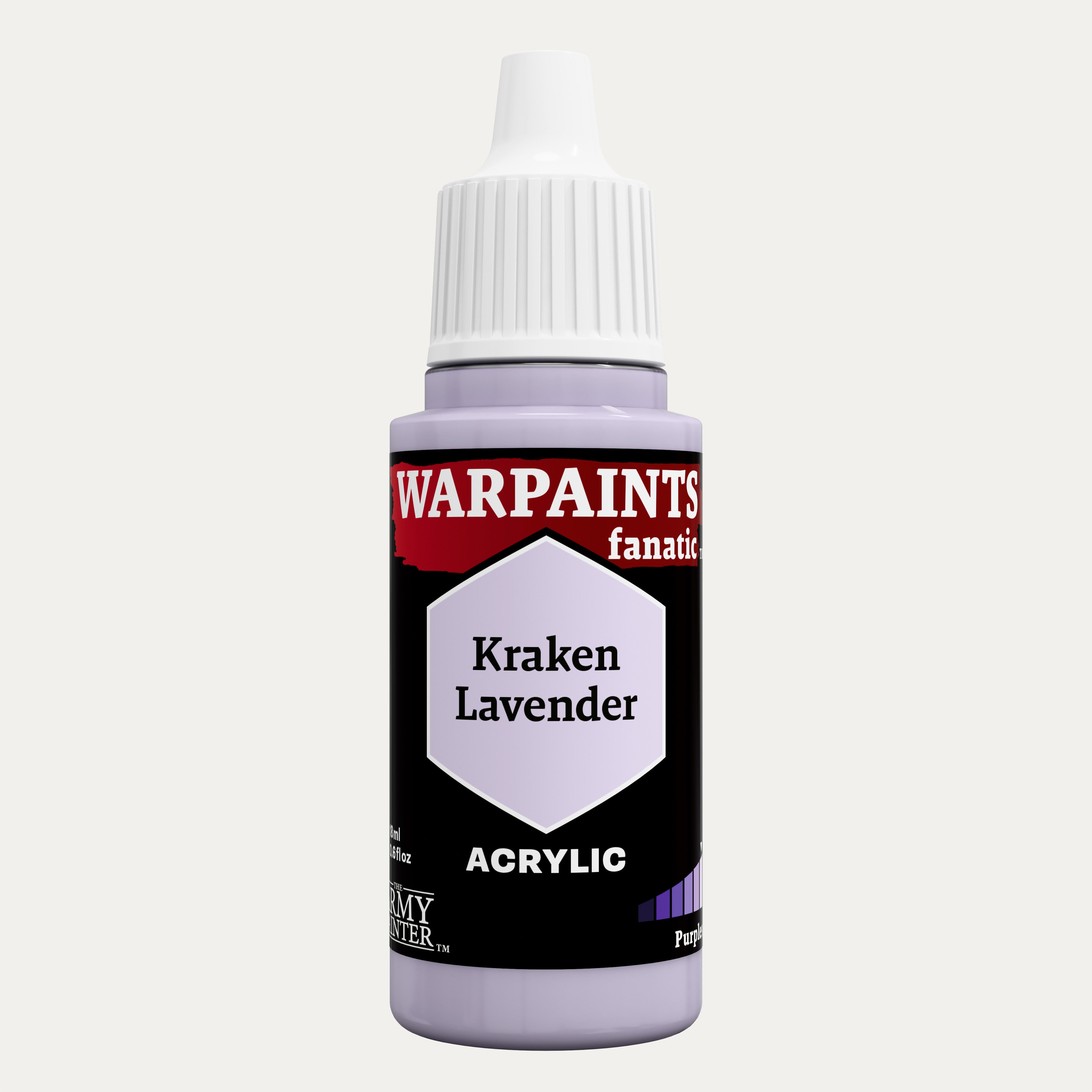 Bottle of the Army Painter Fanatics in the colour Kraken Lavender on a white background.