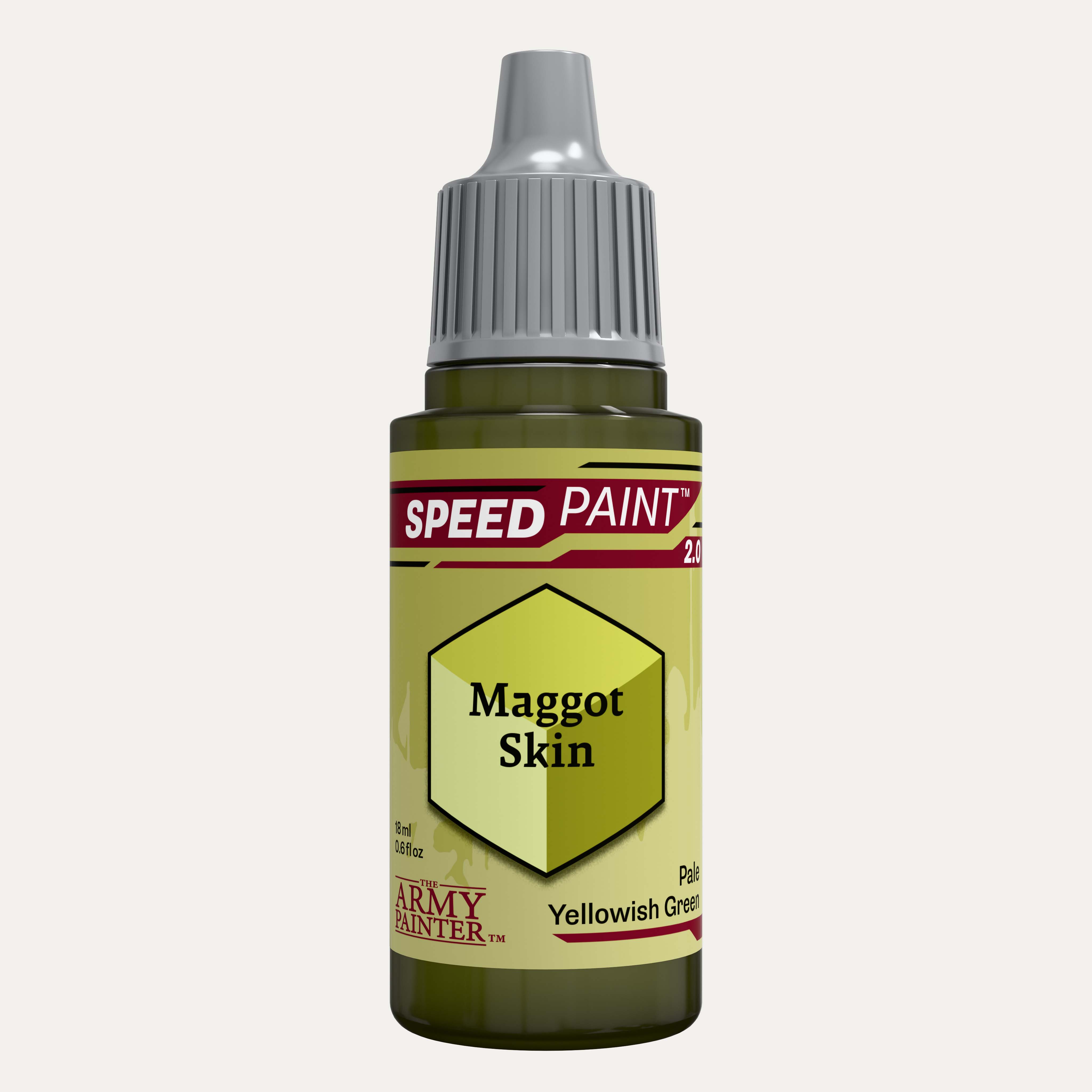 Bottle of the Army Painters Speedpaint in the colour Maggot Skin on a white background. 