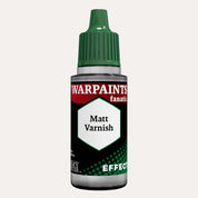 Bottle of the Army Painter Fanatics Effects Matt Varnish on a white background. There are splatters of paint emerging from the bottom of the paint bottle. 
