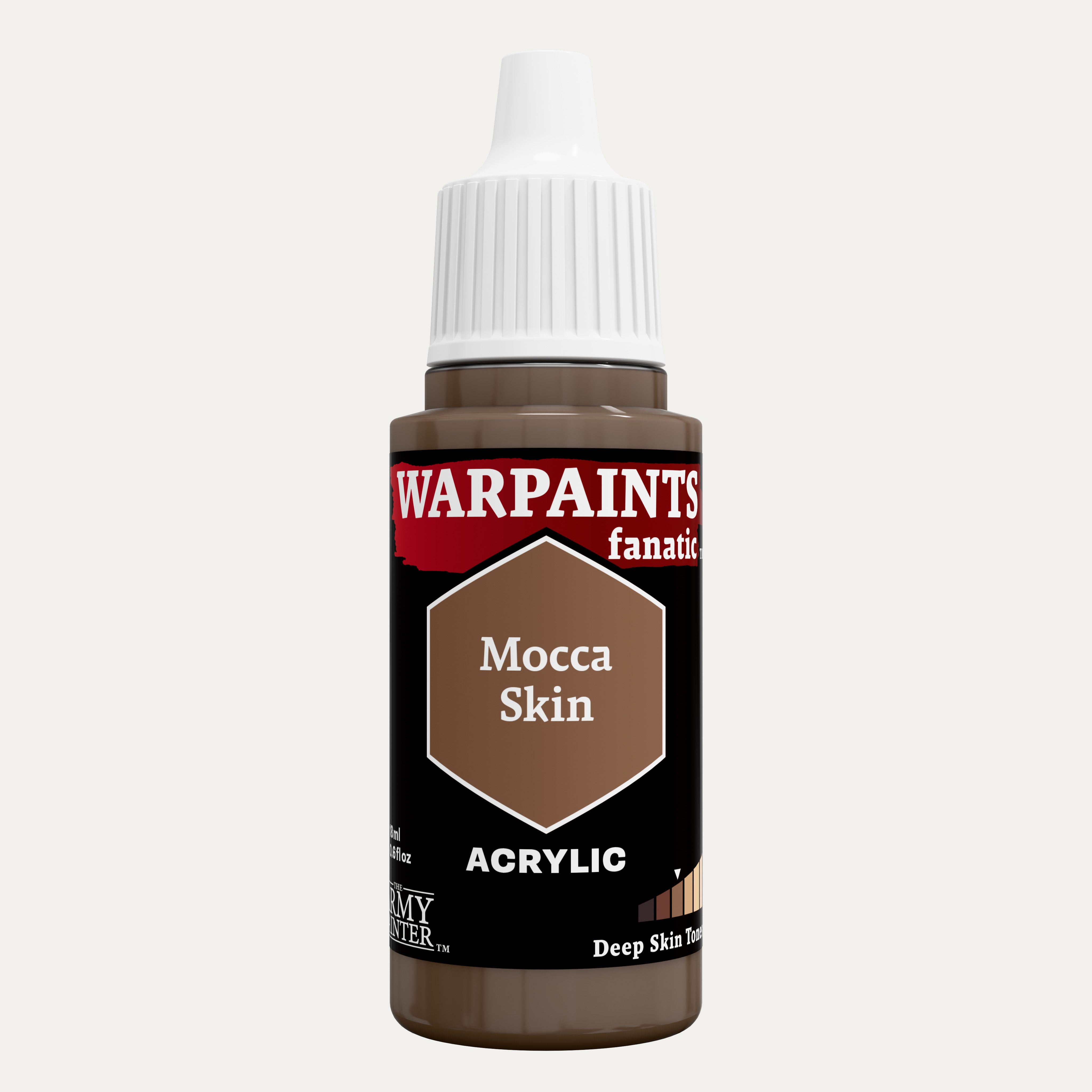 Bottle of the Army Painter Fanatics in the colour Mocca Skin on a white background.