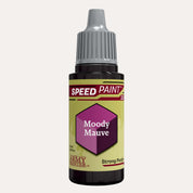 Bottle of the Army Painter Speedpaint in the colour Moody Mauve on a white background. 