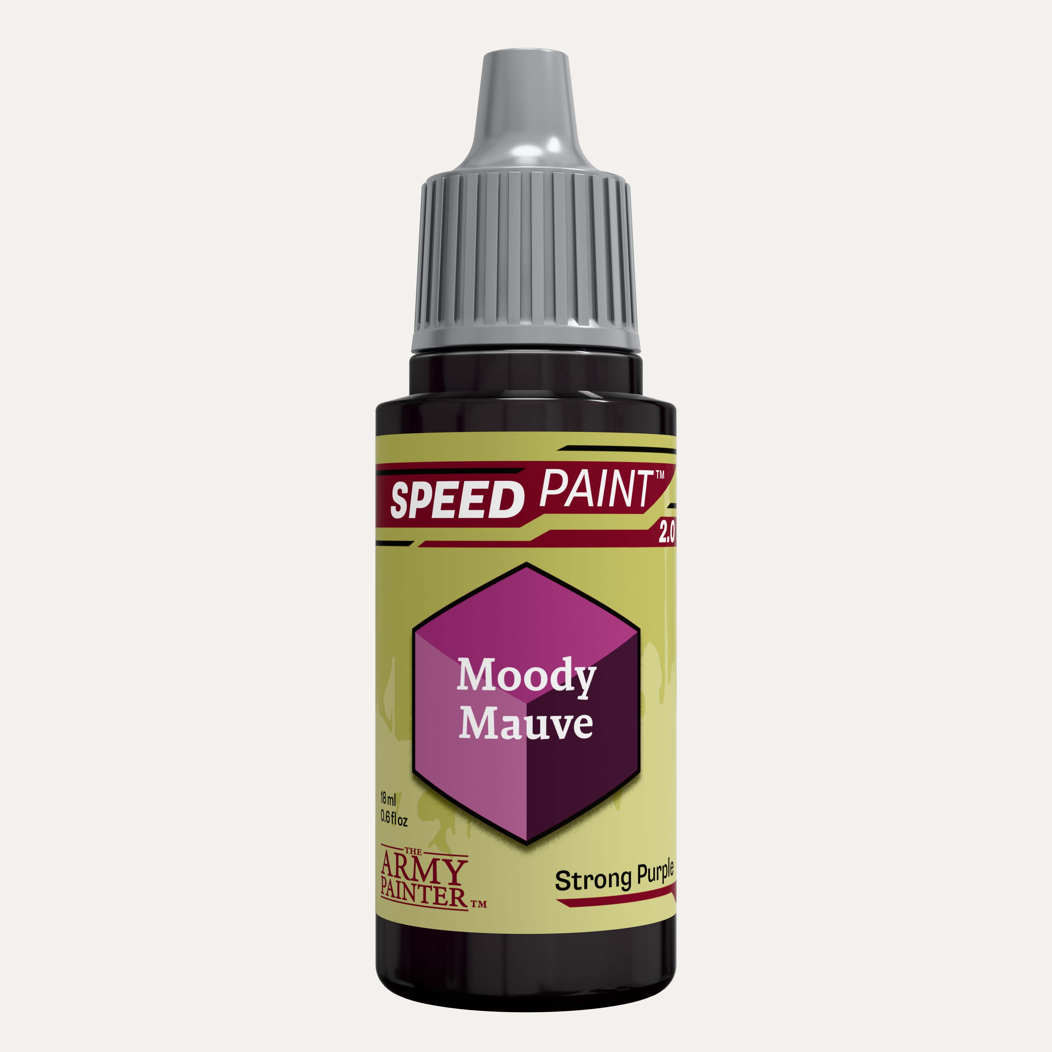 Bottle of the Army Painter Speedpaint in the colour Moody Mauve on a white background. 