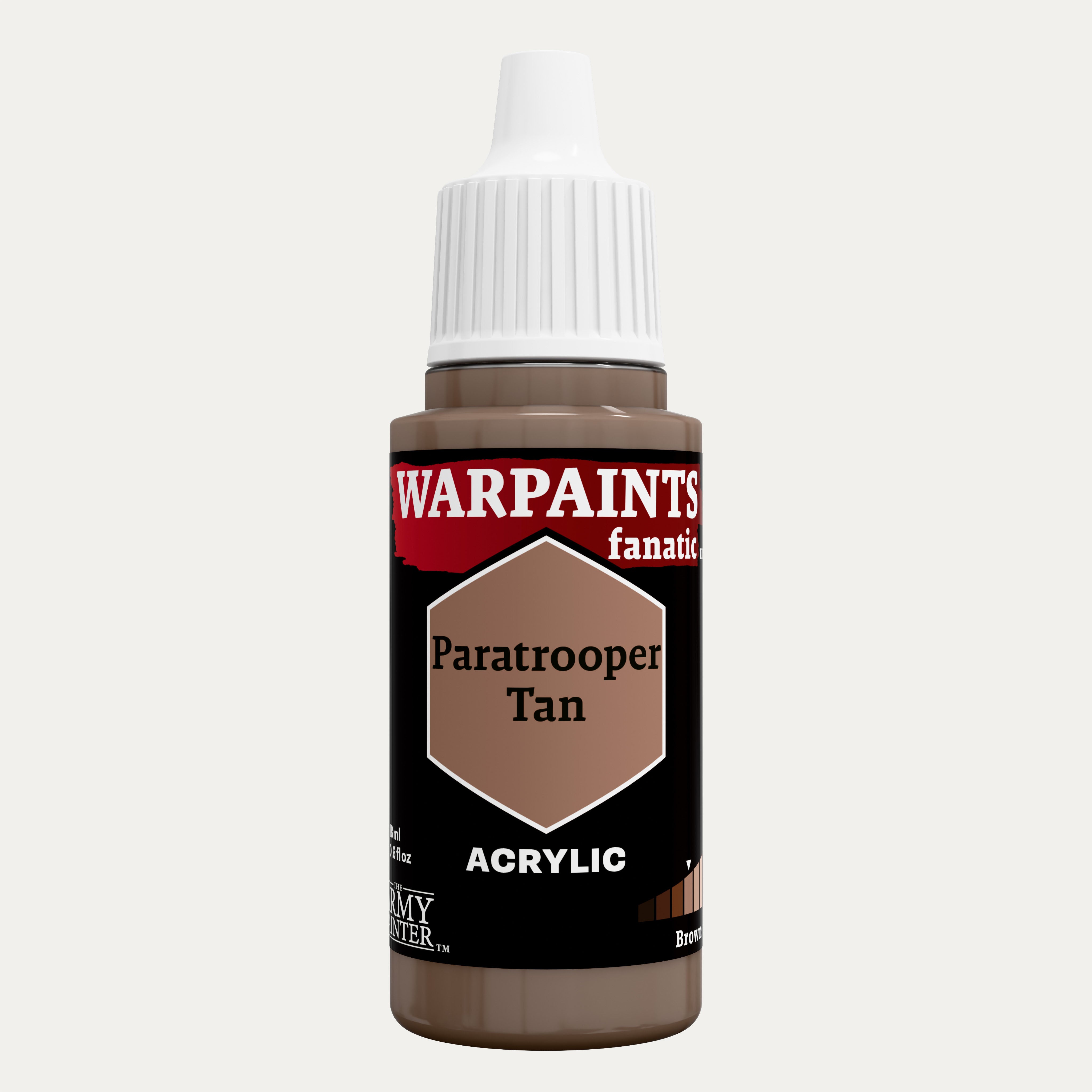 Bottle of the Army Painter Fanatics in the colour Paratrooper Tan on a white background.