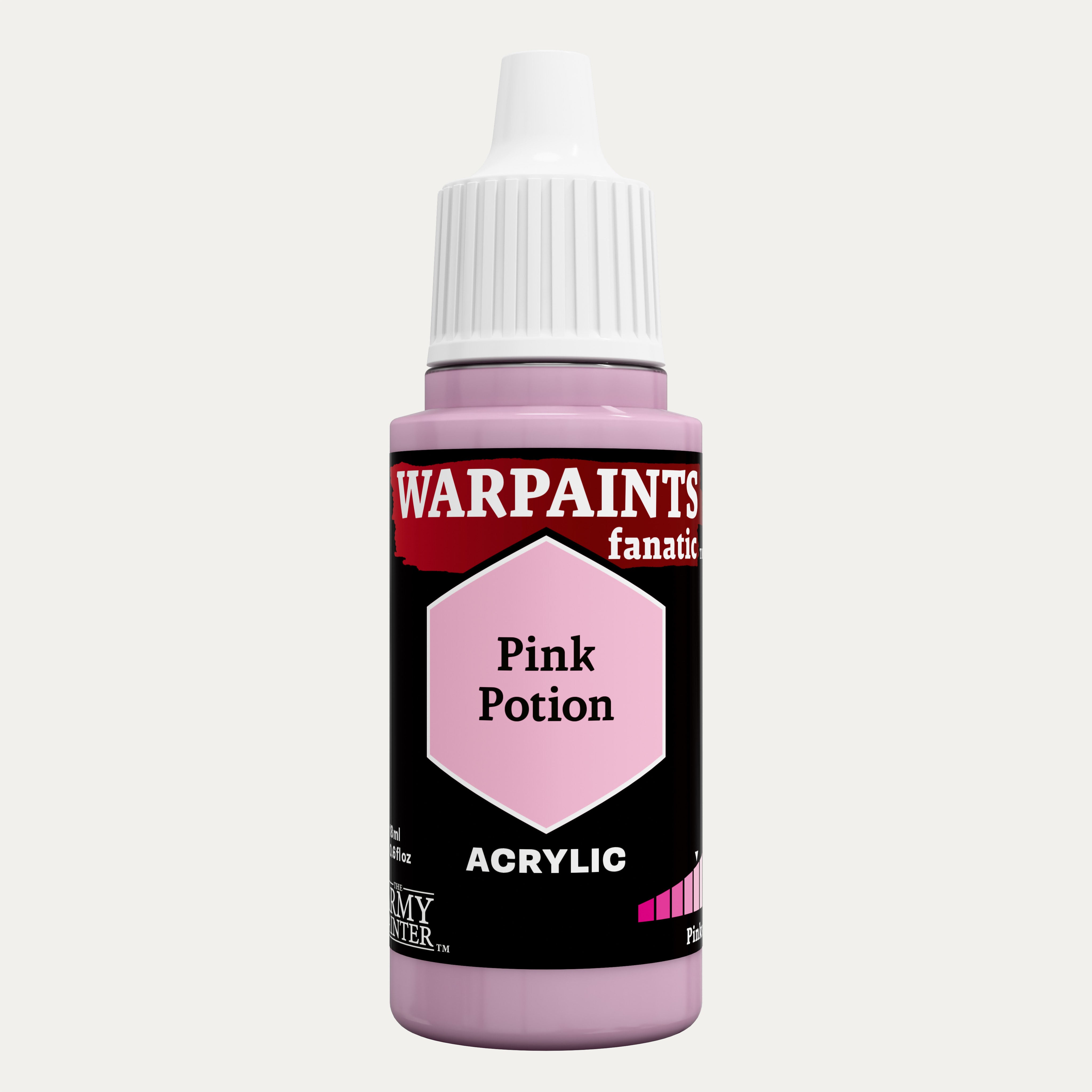 Bottle of the Army Painter Fanatics in the colour Pink Potion on a white background.