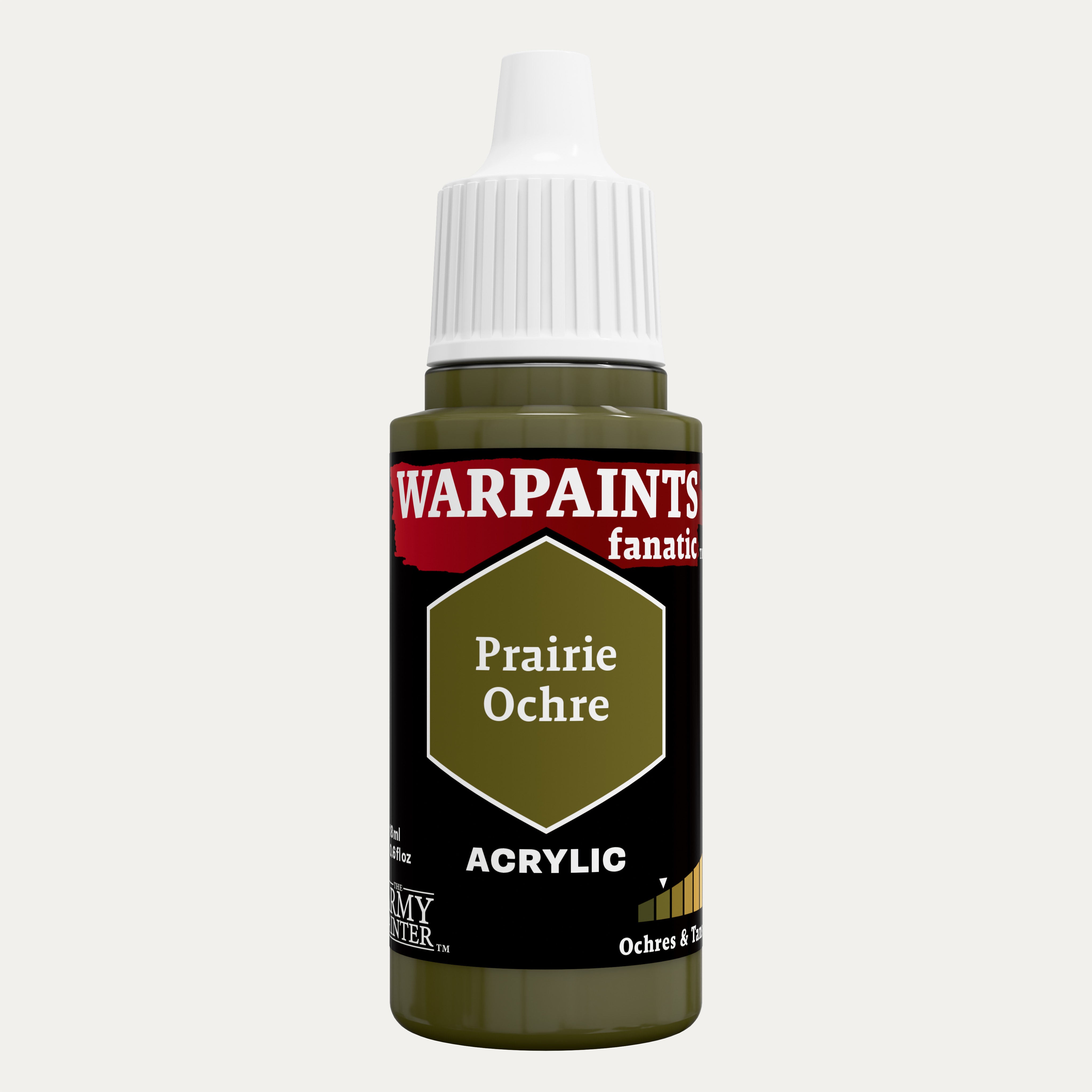 Bottle of the Army Painter Fanatics in the colour Prairie Ochre on a white background.