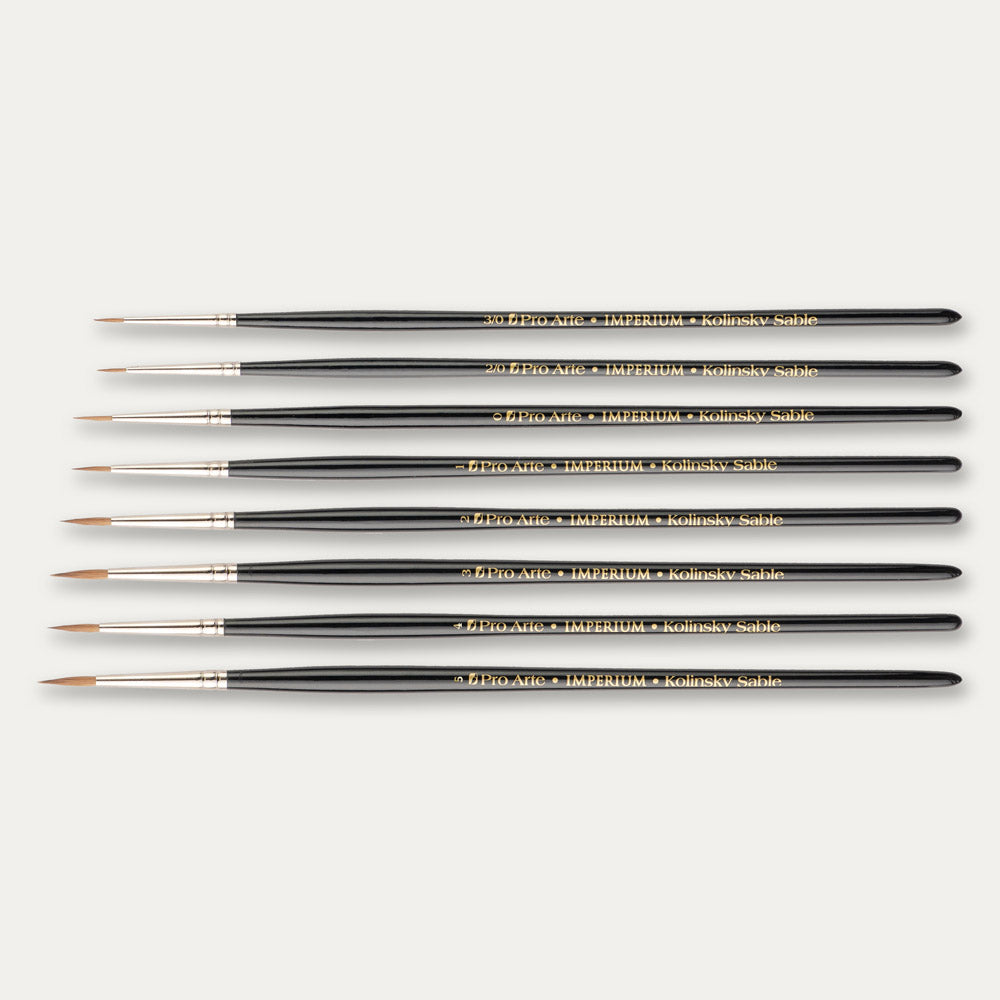 Pro Arte Imperium paint brush range on a white background. 