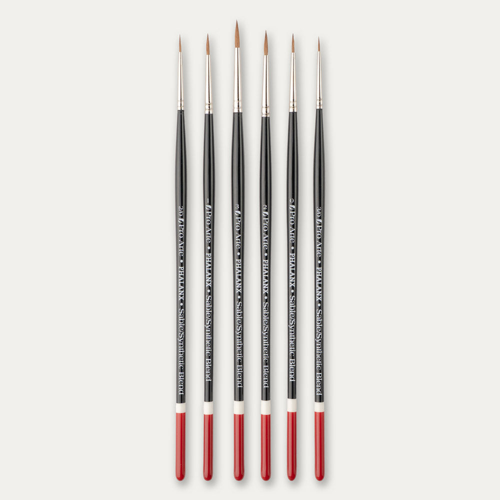 Pro Arte Phalanx round paint brush set on a white background.