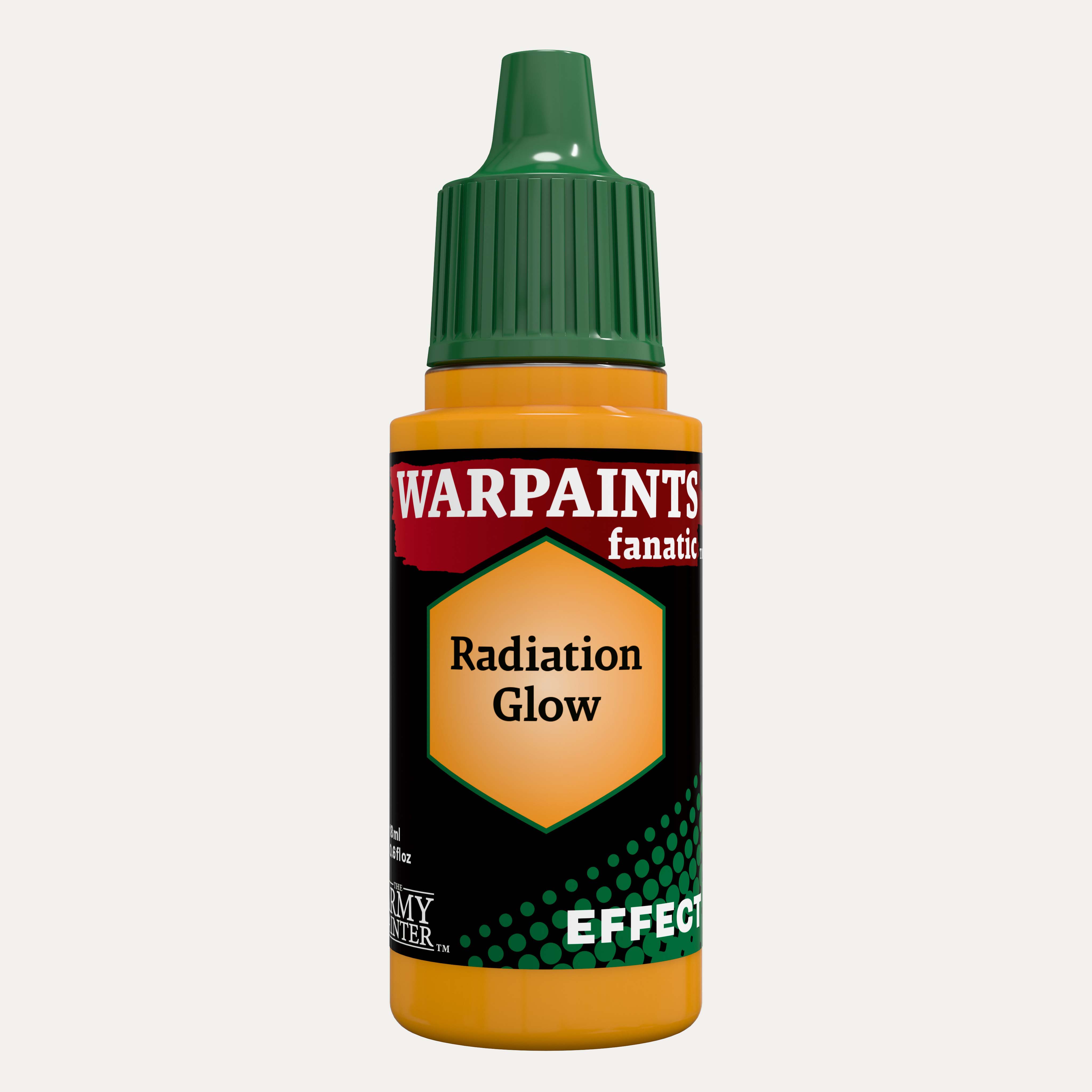 Bottle of the Army Painter Fanatics Effects in the colour Radiation Glow on a white background.