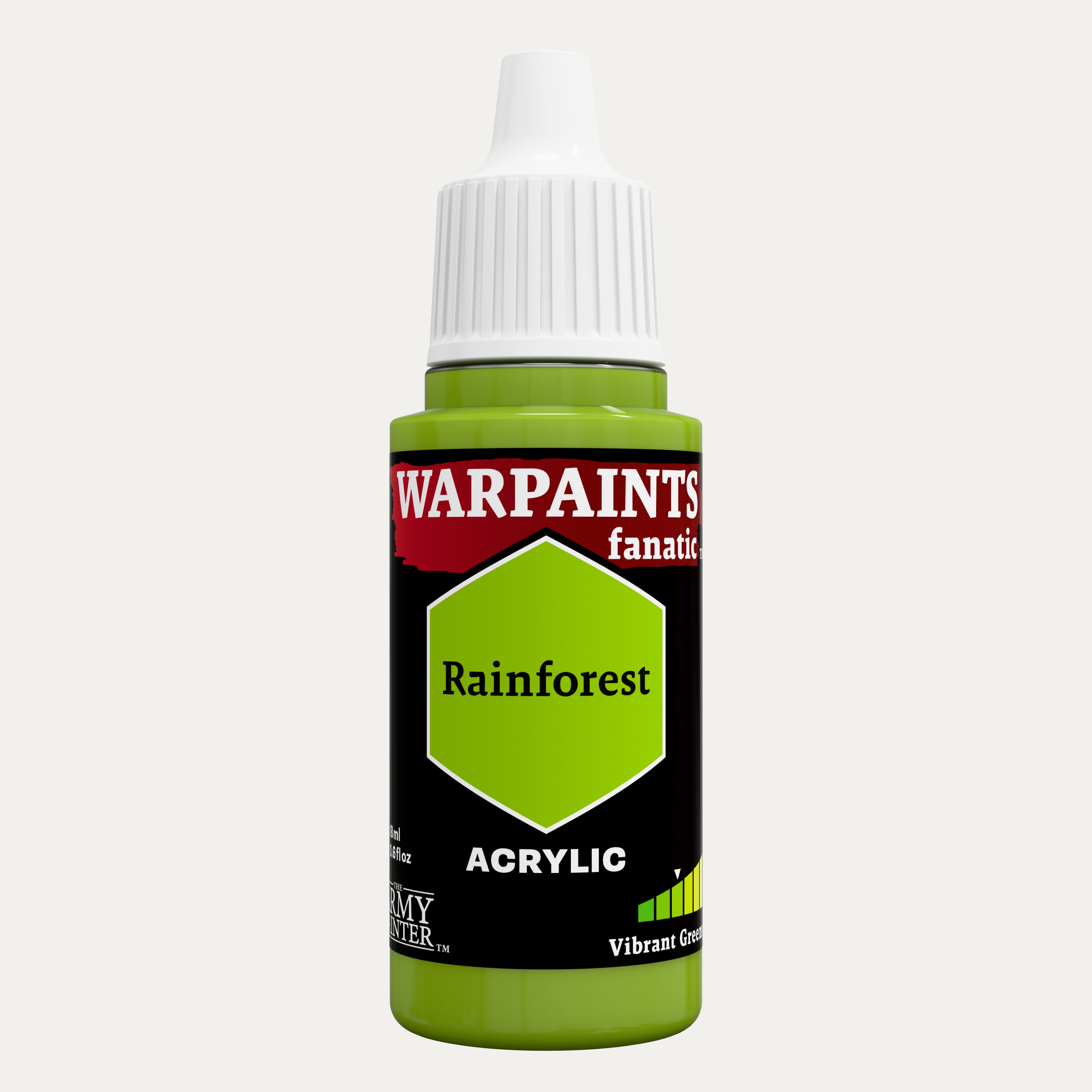 Bottle of the Army Painter Fanatics in the colour Rainforest on a white background.
