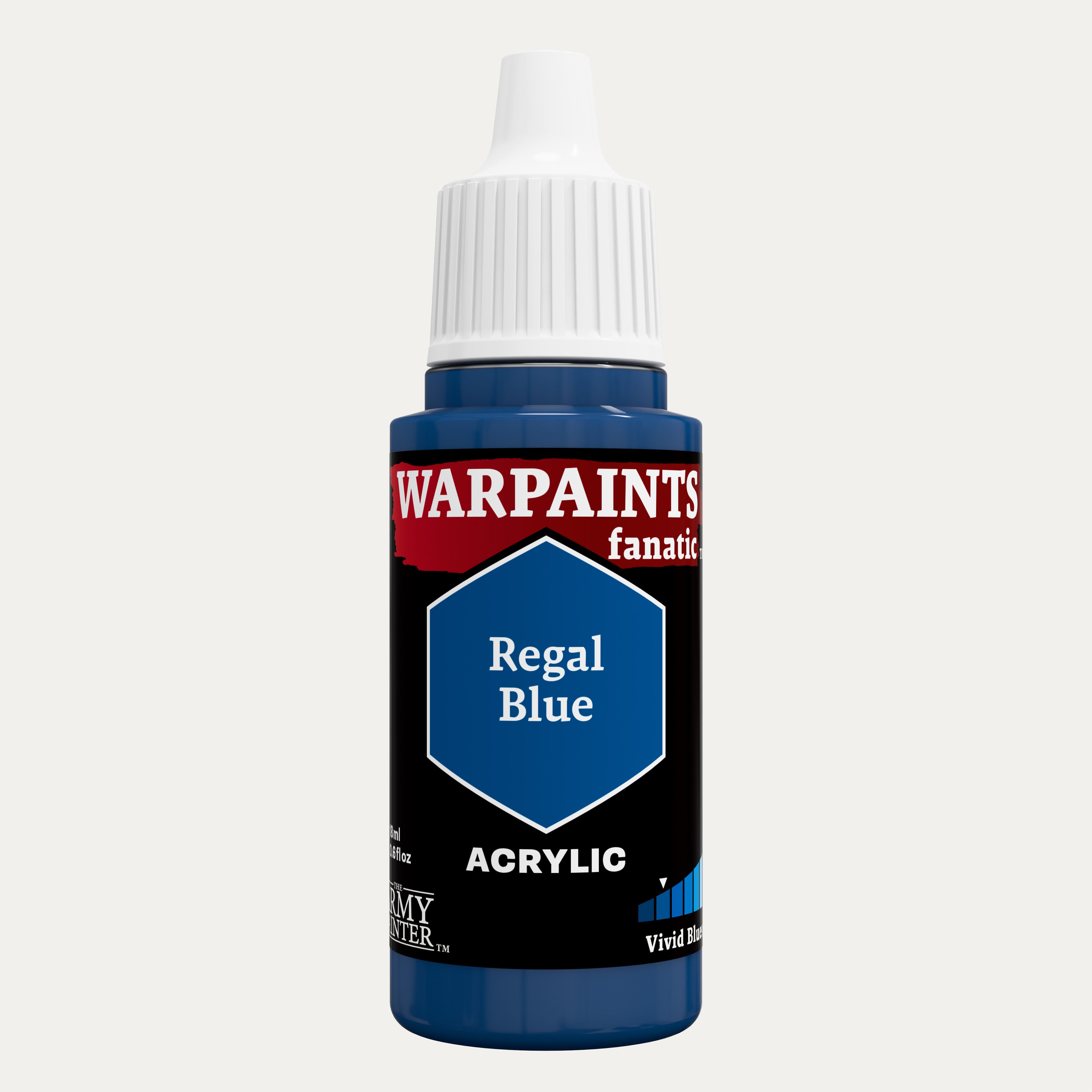 Bottle of the Army Painter Fanatics in the colour Regal Blue on a white background.