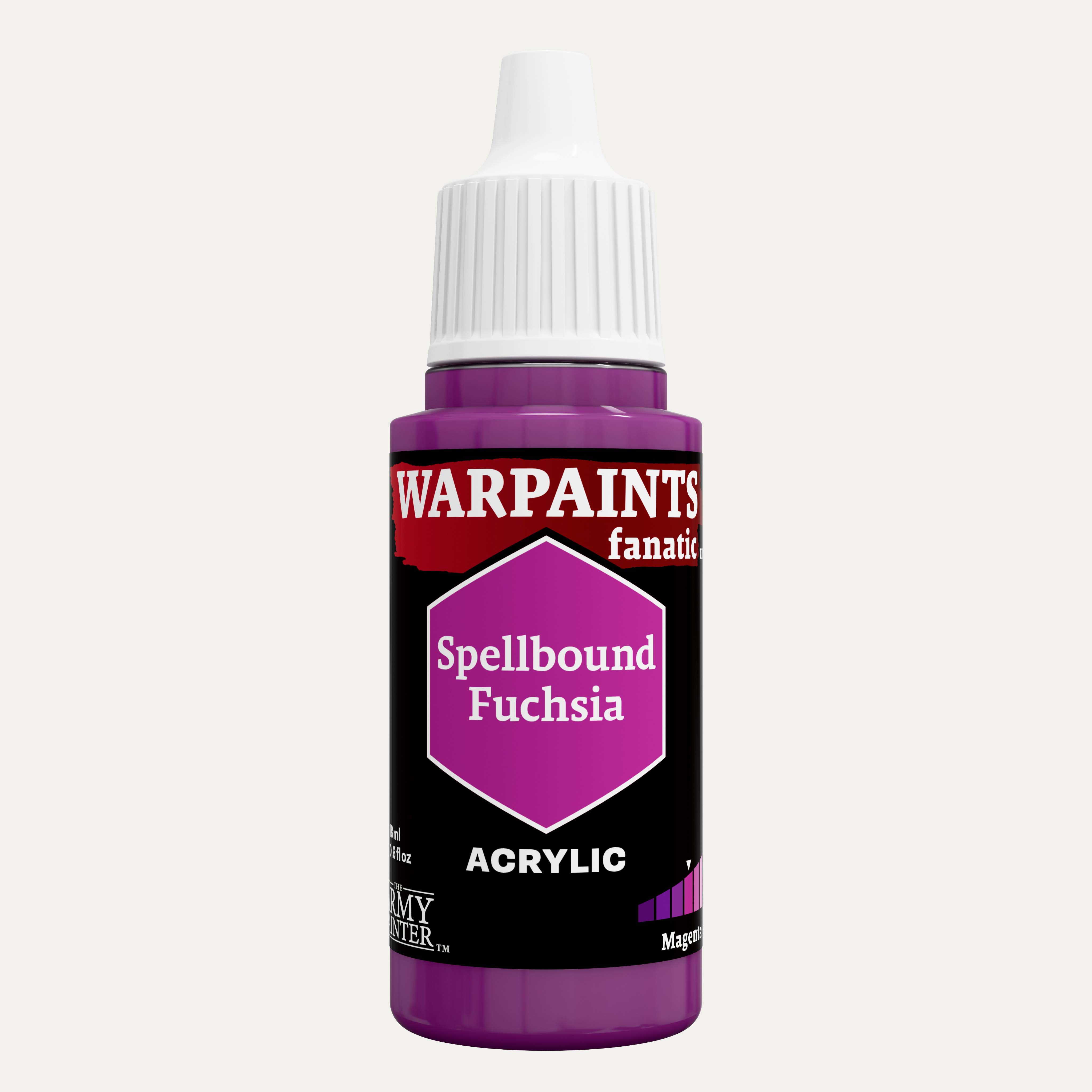 Bottle of the Army Painter Fanatics in the colour Spellbound Fuchsia on a white background.