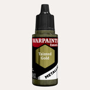 Bottle of the Army Painter Fanatics Metallic paint in the colour Tainted Gold on a white background.