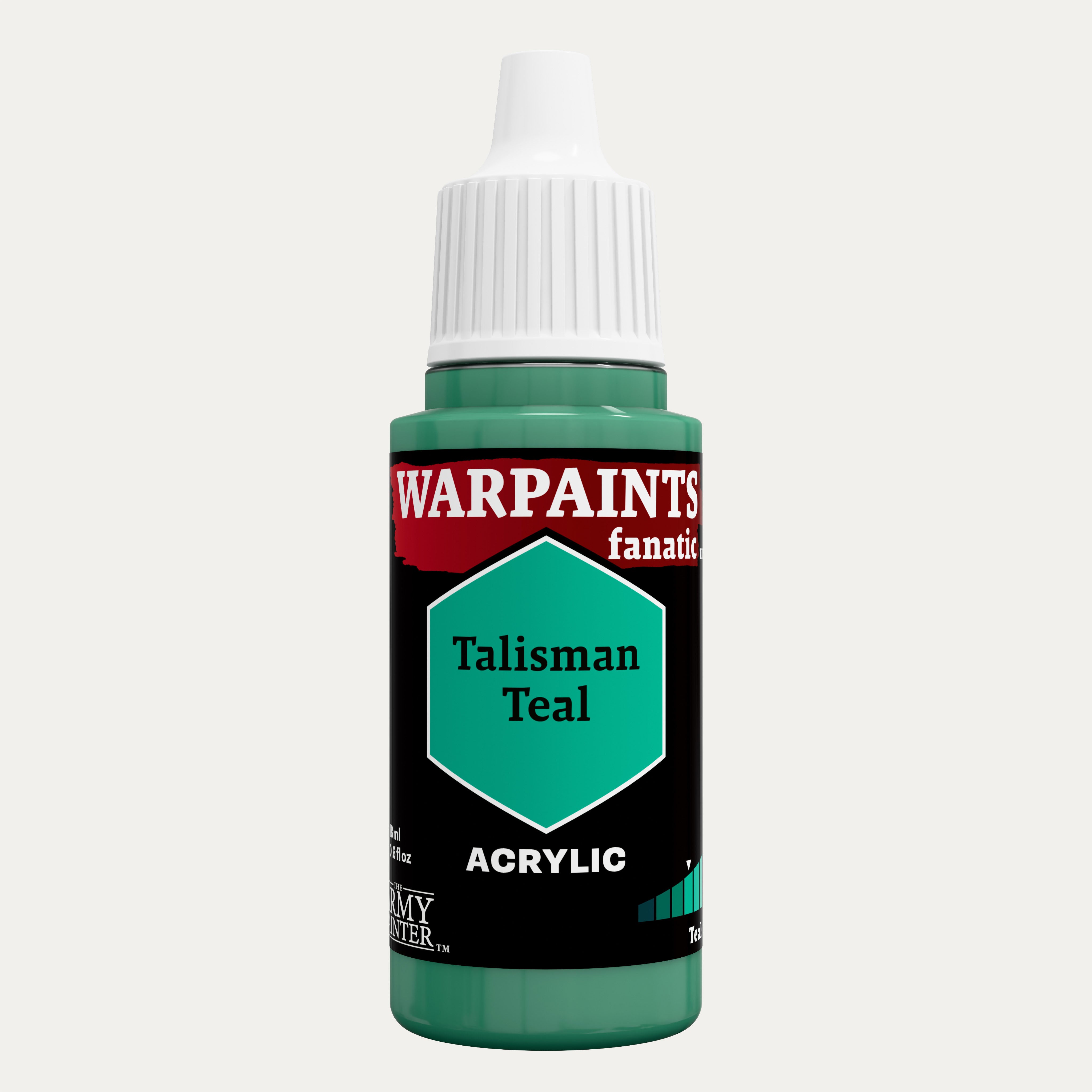 Bottle of the Army Painter Fanatics in the colour Talisman Teal on a white background.