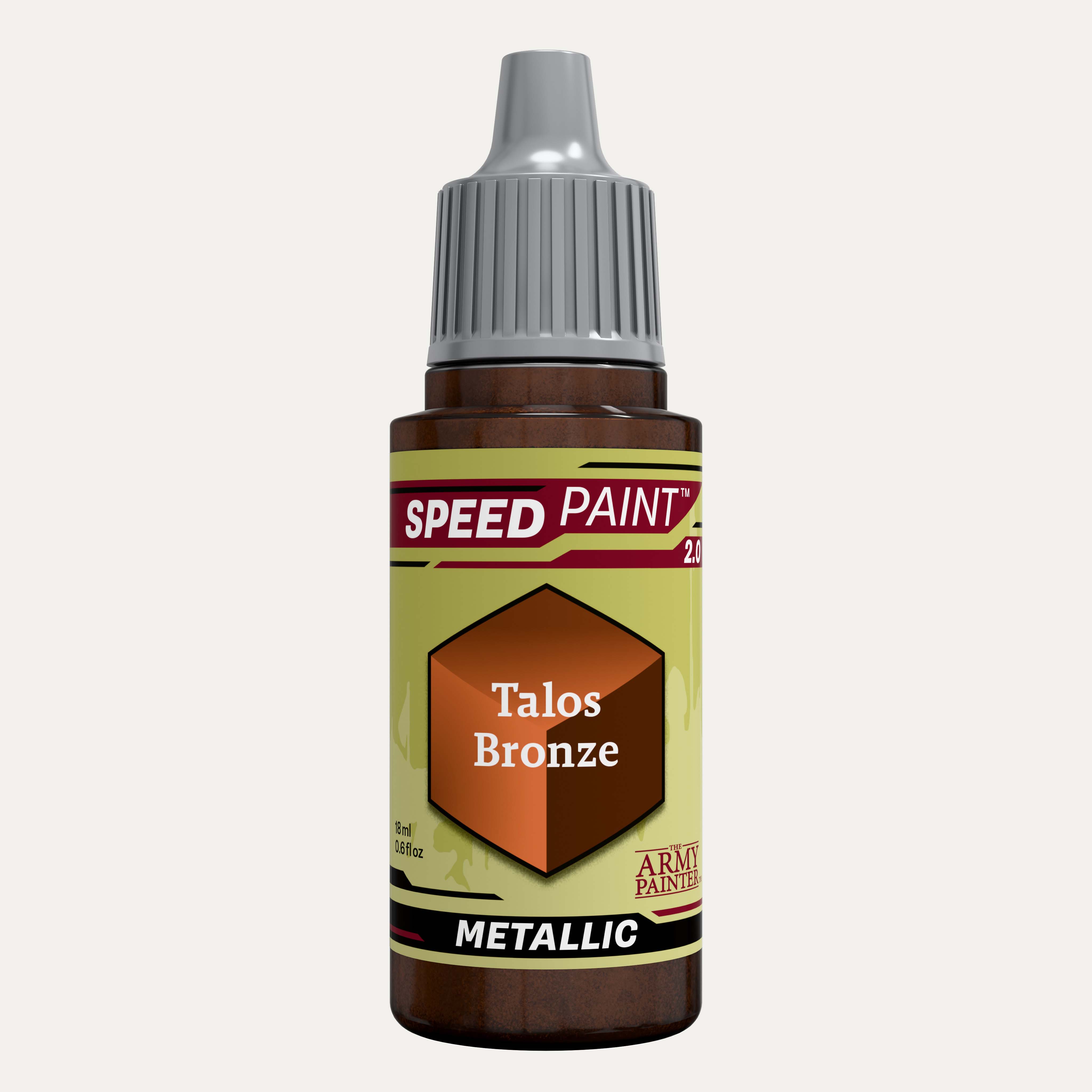 Bottle of the Army Painter Metallic Speedpaint in the colour Talos Bronze on a white background. 