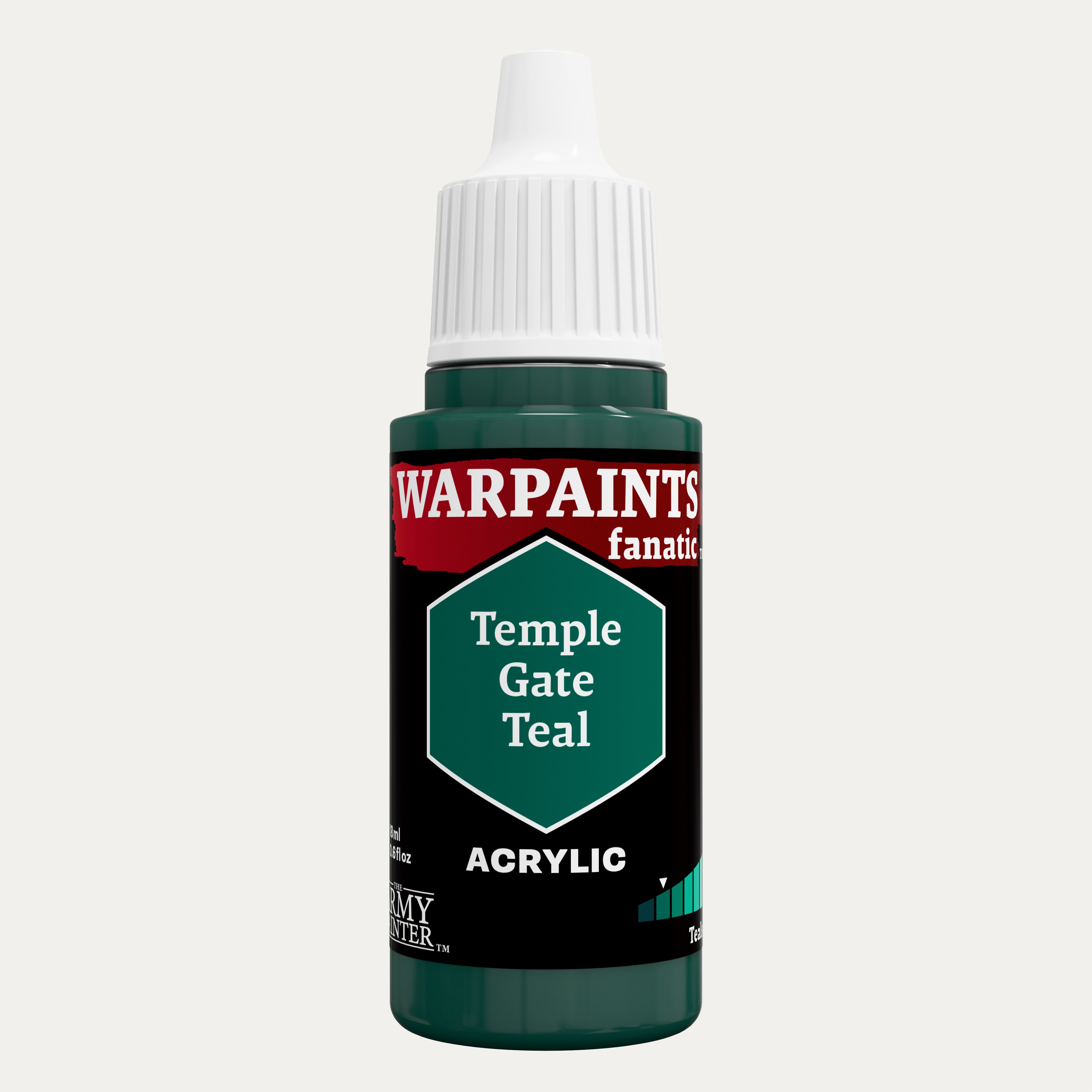 Bottle of the Army Painter Fanatics in the colour Temple Gate Teal on a white background.