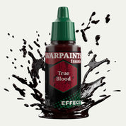 Bottle of the Army Painter Fanatics Effects in the colour True Blood on a white background. There are splatters of paint emerging from the bottom of the paint bottle. 