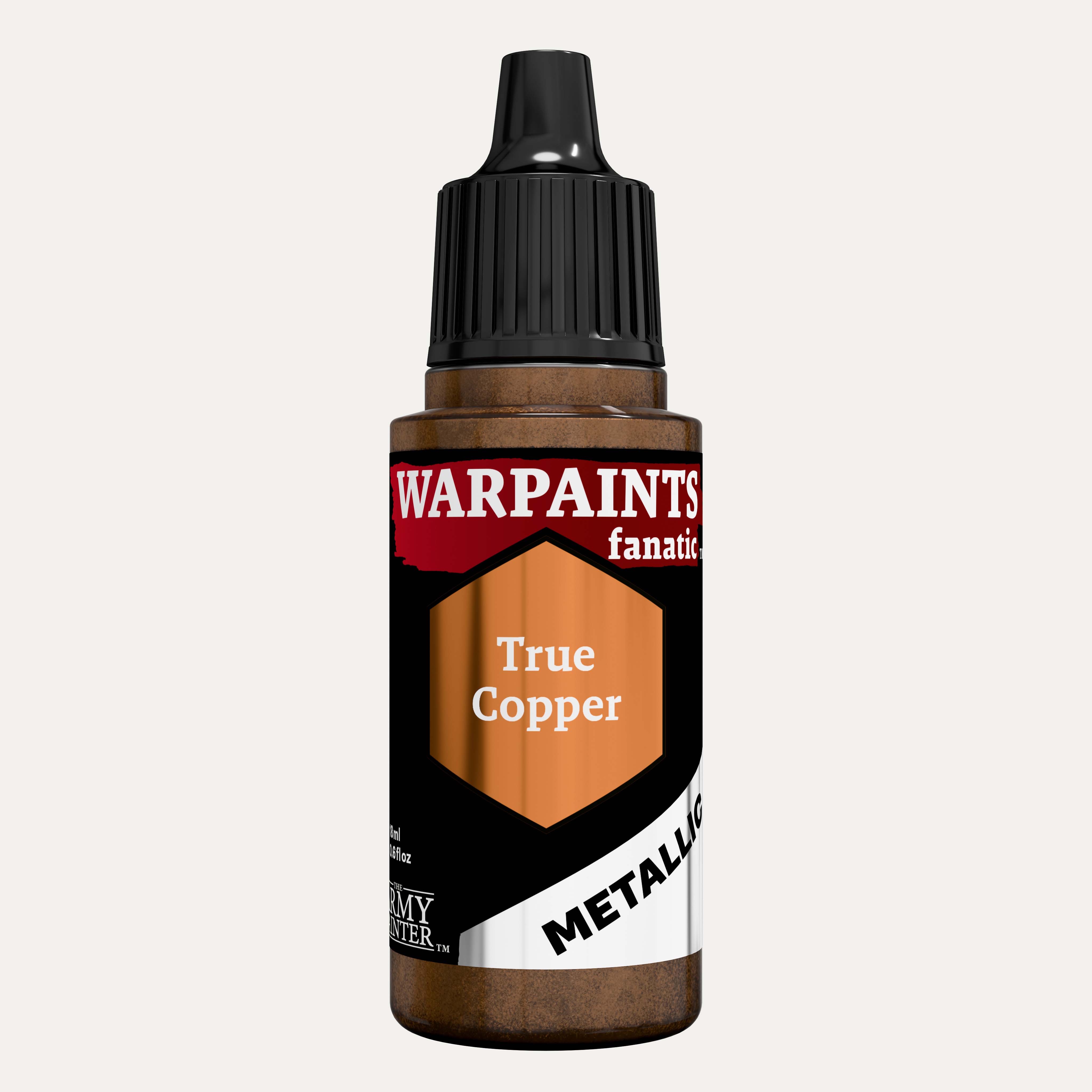 Bottle of the Army Painter Fanatics Metallic paint in the colour True Copper on a white background.