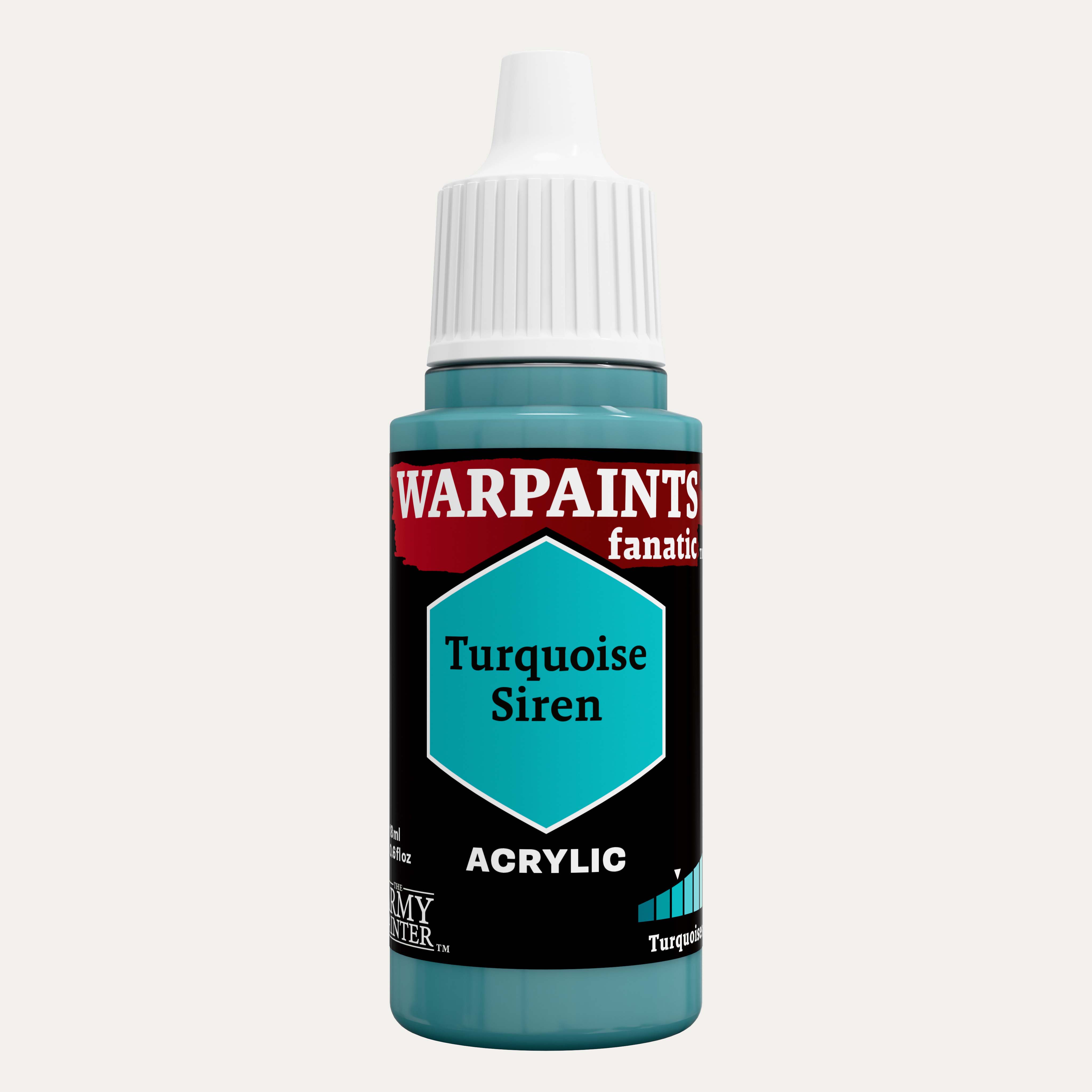 Bottle of the Army Painter Fanatics in the colour Turquoise Siren on a white background.