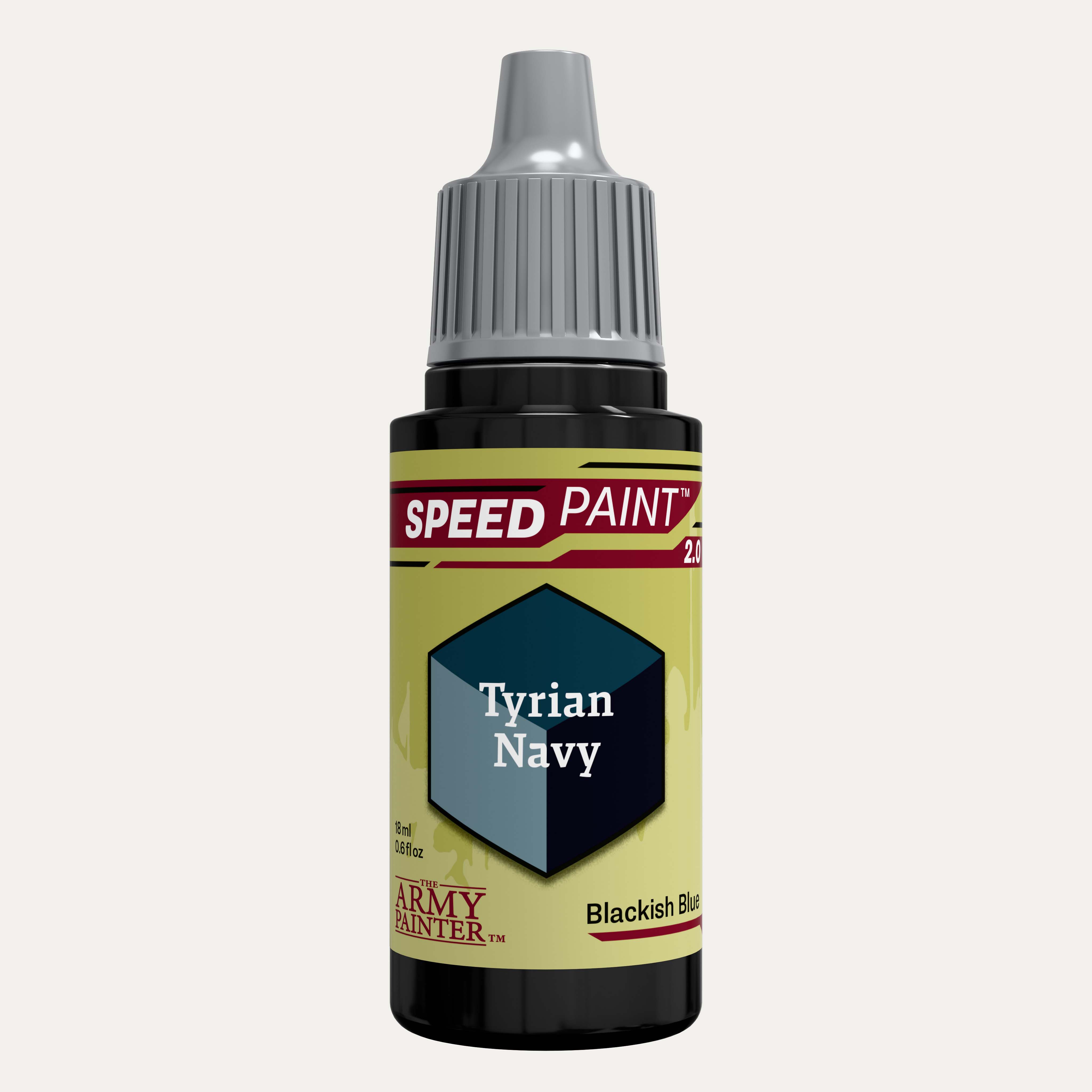 Bottle of the Army Painter Speedpaint in the colour Tyrian Navy on a white background.  