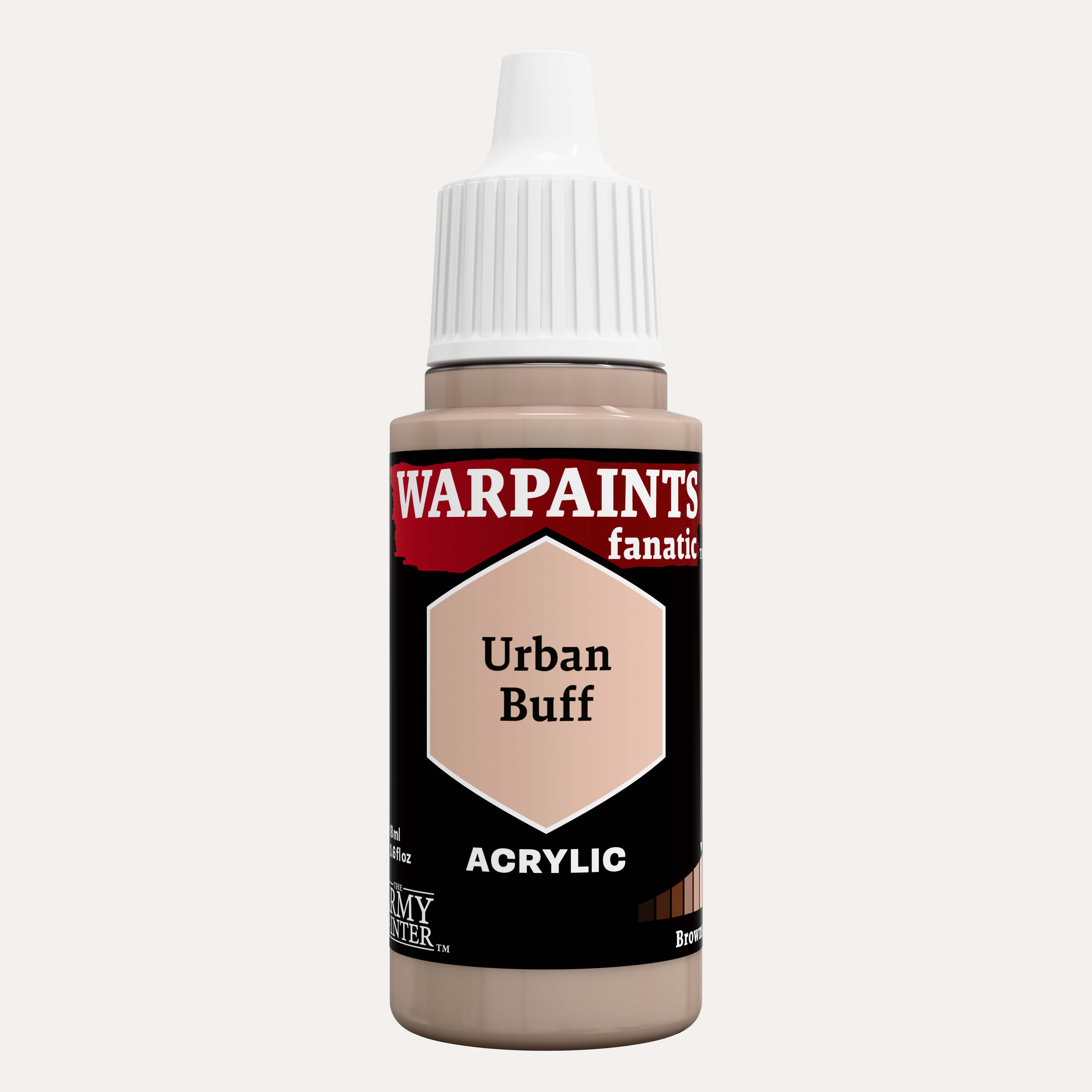 Bottle of the Army Painter Fanatics in the colour Urban Buff on a white background.