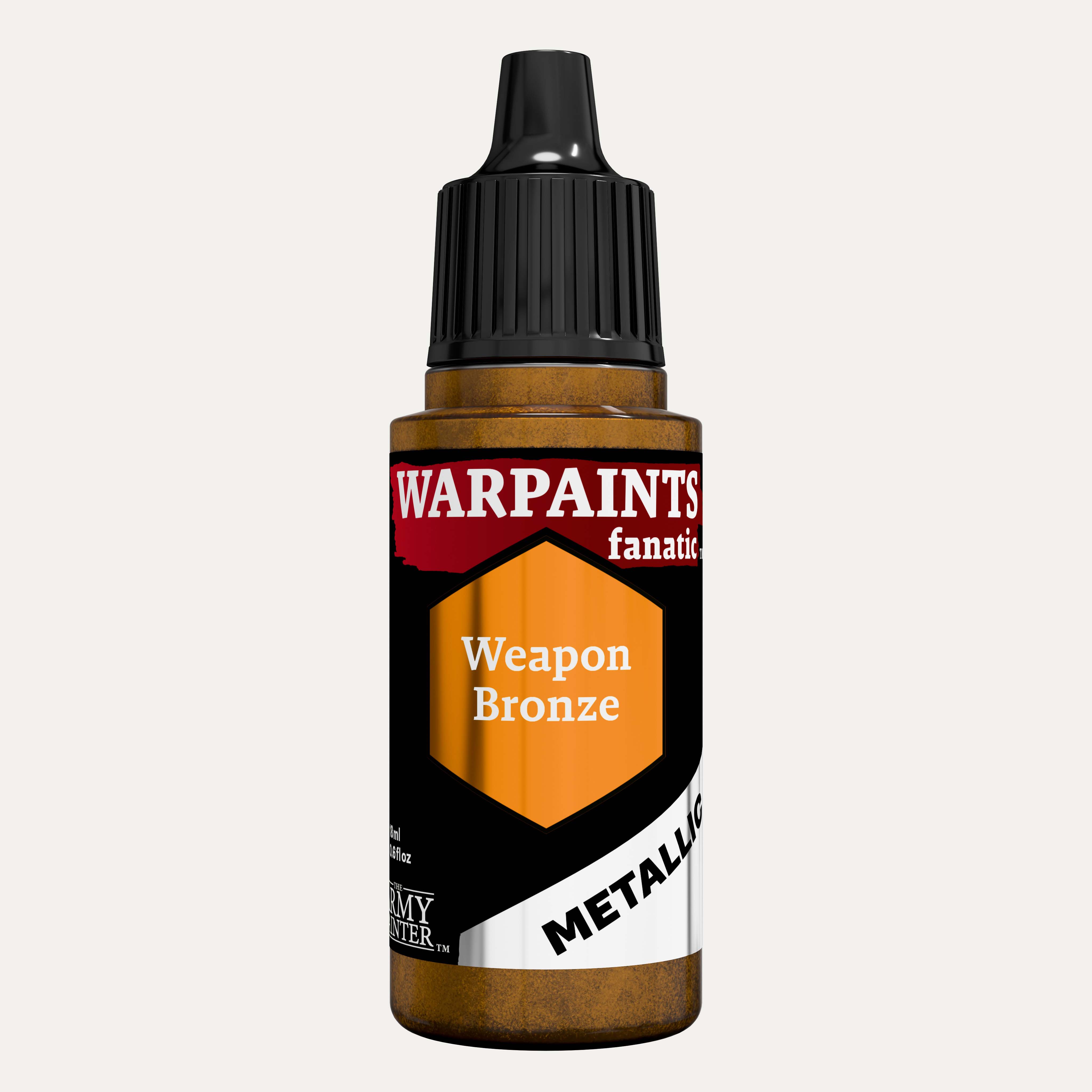 Bottle of the Army Painter Fanatics Metallic paint in the colour Weapon Bronze on a white background.